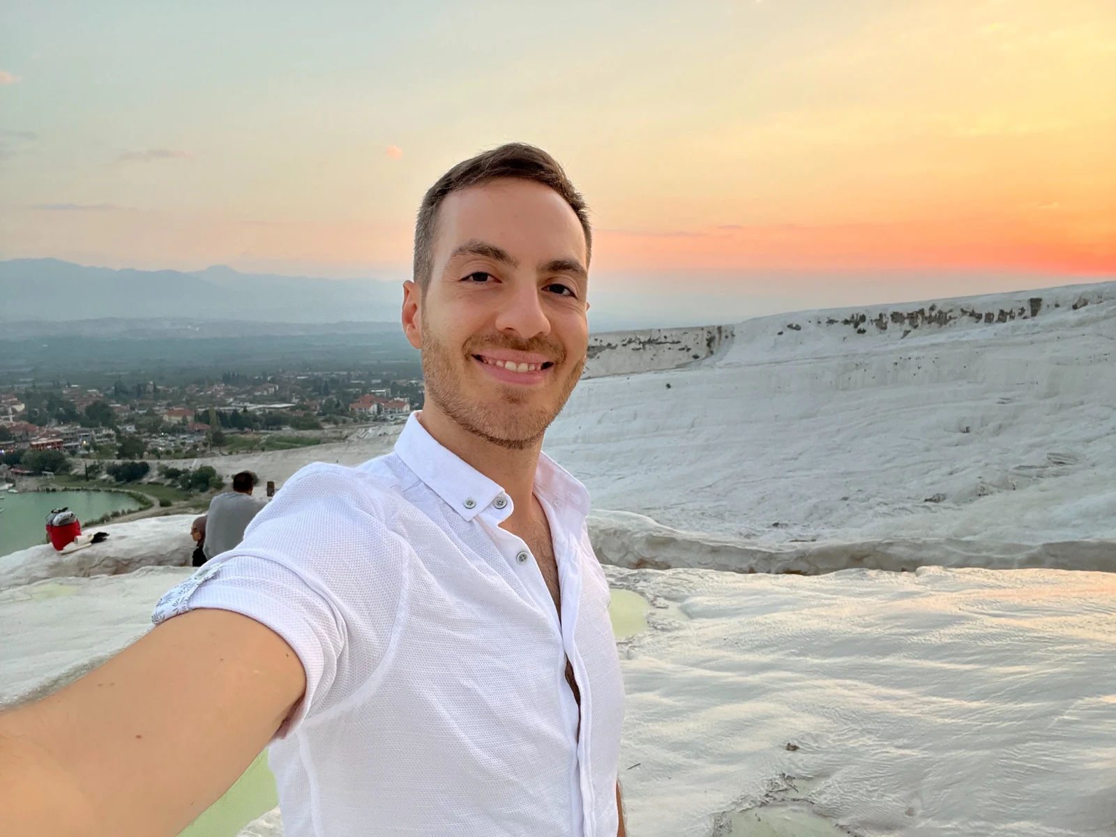 Mert in Pamukkale bei Sonnenuntergang
